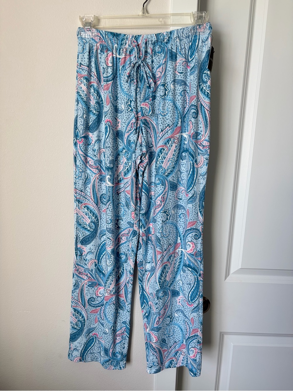 NWT Ellen Tracy Pajama Set Size Petite Small Blue Pink Paisley 2 Piece Spring - Picture 8 of 12